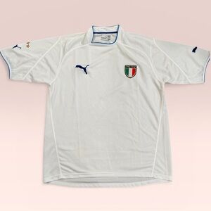 Puma Italy Soccer Jersey White Vintage Y2K Italia Futbol Shirt L Clean Minimal